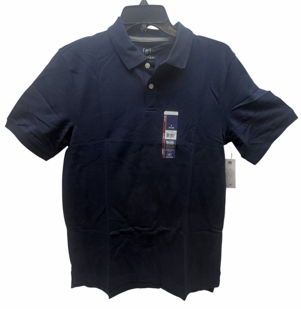 George Men’s Pique Polo Shirt Small S 34-36 Dark Navy Short Sleeve NWT